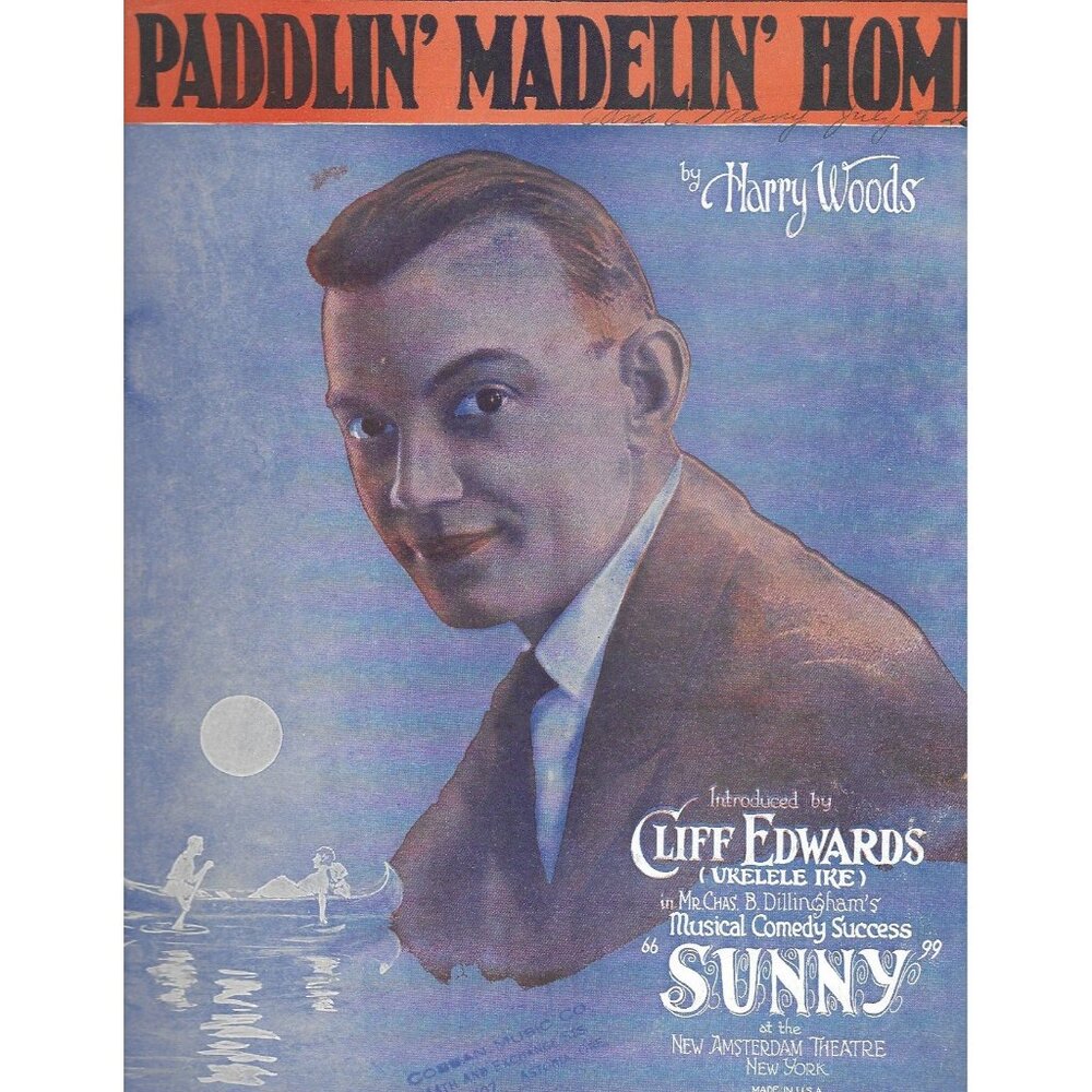 Paddlin’ Madelin’ Home 1925 Sheet Music Cliff Edwards Sunny Cover